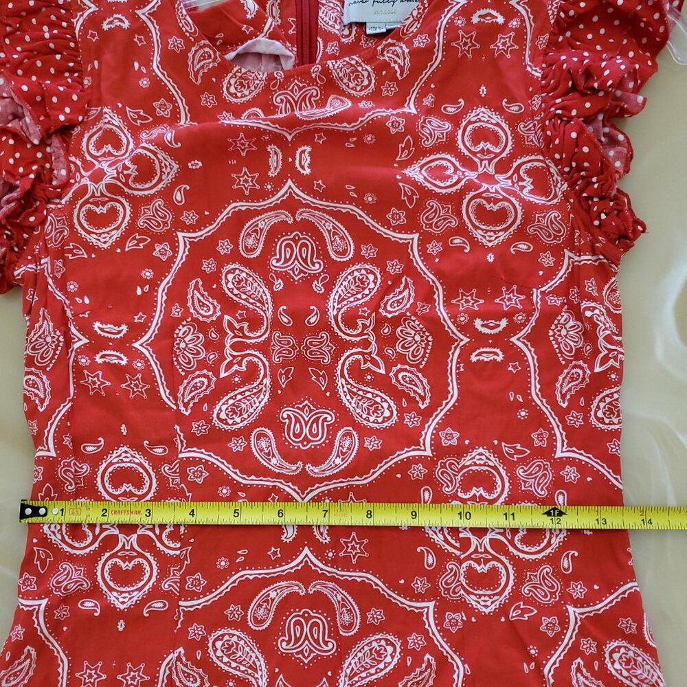 Never Fully Dressed Remi Bandana Paisley Print Red Polka Polka Midi Dress Size 2 - Picture 11 of 14